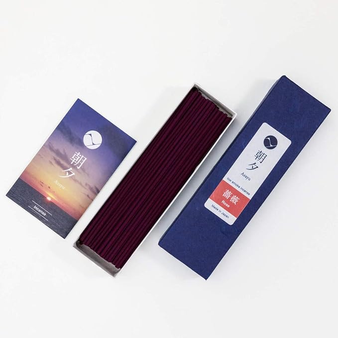 Asayu Japanese Low Smoke Rose Incense Sticks 20g Sample Size, 100% Made in Japan with Less Irritation, Non-Toxic Incense for Evening Relax, Yoga, Meditation or Mindfulness