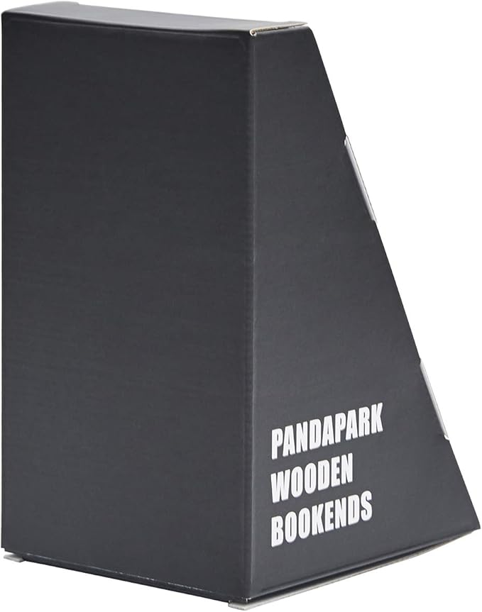 Pandapark Wood Decorative Bookends,Non-Skid Bookend for Shelves,Heavy Duty Bookends,Book Stand for Books/CDs,1 Pair