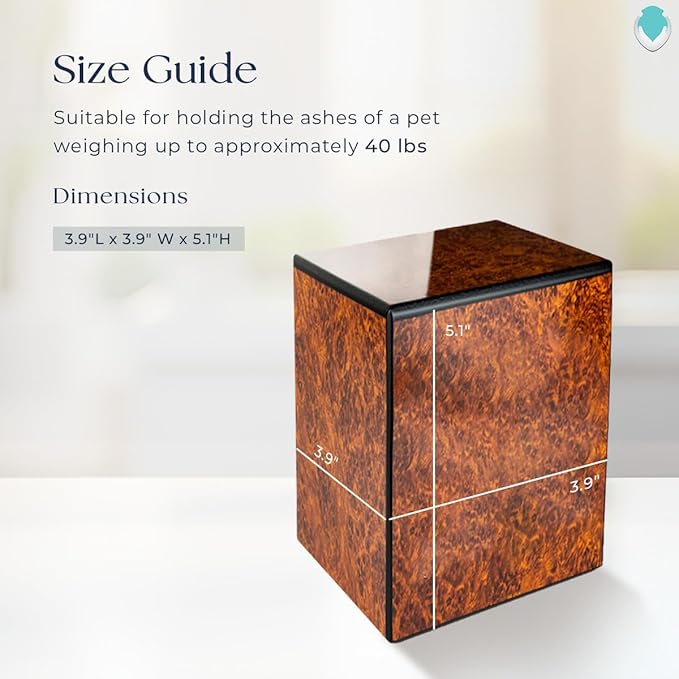 GetUrns Custom Heart Small Urn Box for Human Ashes I Personalized Wooden Keepsake Cremation Urn for Male or Female I Burl Wood Memorial Box I 40lbs