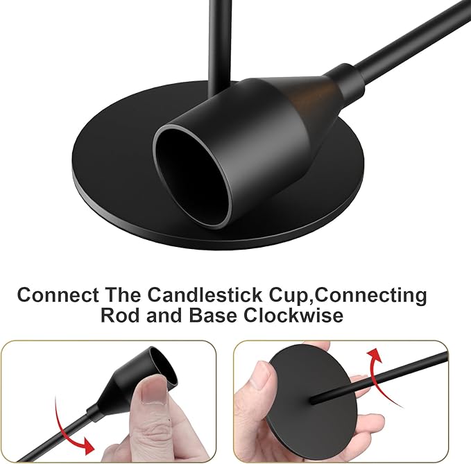 Matte Black Taper Candle Holders, Set of 3 Metal Candlestick Holders for Candle Sticks Holder Decor, Ideal for Mantle Table Centerpiece, Weddings, Dining, Housewarming Gift & Anniversaries