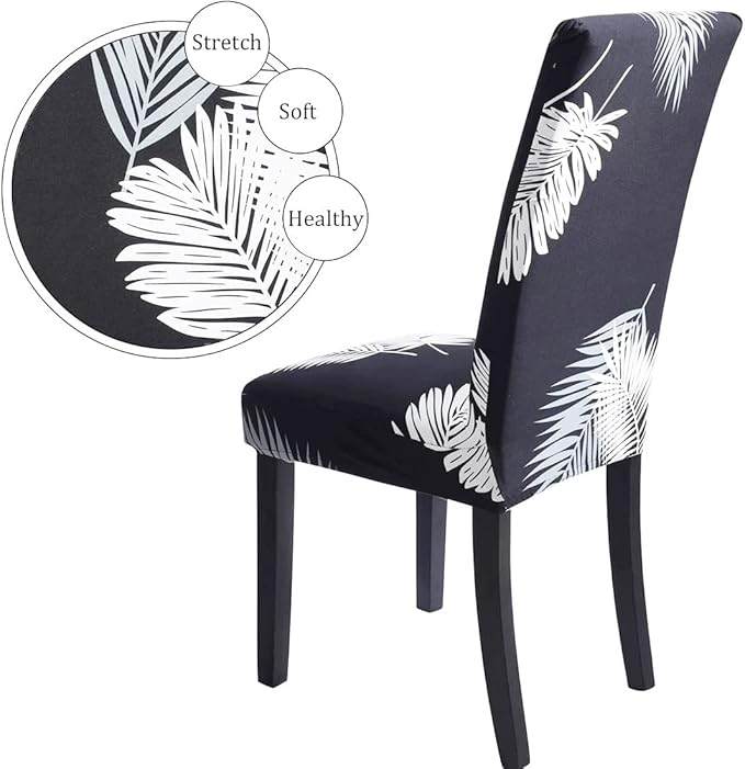 Stretch Chair Covers Slipcovers Set of 4 Printed Stretchable Dining Chair Slipcover Washable Removable for Kitchen,Hotel,Restaurant