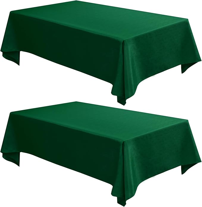 Fitable Faux Linen Christmas Tablecloths 2 Pack, Burlap Textured Table Clothes Rectangle, Decorative Table Covers for Winter Holiday Kitchen Dining Party Farmhouse (Hunter Green, 54 x 78 Inch)