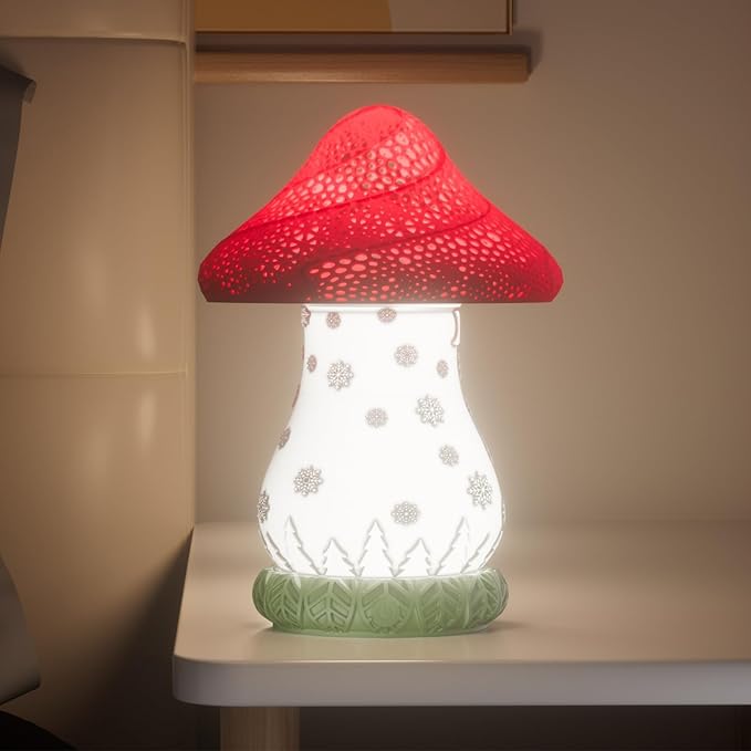 Table Lamp for Bedroom - USB C Charging Mushroom Lamp with 360° Rotating Lampshade, Touch Control 3 Color Temperatures Nightstand Lamp for Dinning Room, Living Romm, Dorm