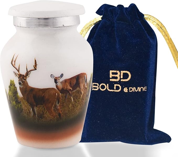 Bold & Divine Keepsake Cremation Urn | Set of 4 Keepsake Memorial Urns Burial Ash Storage Decorative Urns with Paper Funnel Velvet Carry Bag and Gift Box