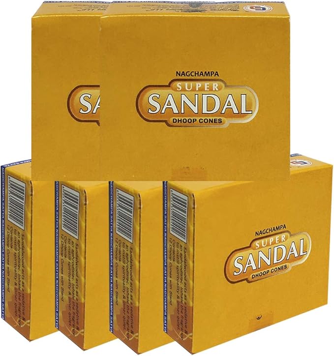TRUMIRI Incense Cone Holder Bundle with Satya Super Sandal Incense Dhoop Cones - Pack of 6 (Approx 72 Cones)