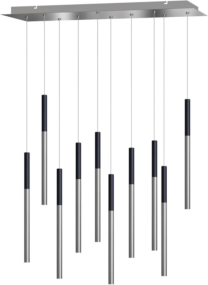 ALTAIR 10 Mini Pendant Lighting Black-Nickel - LED Hanging Light Fixture for Kitchen Island, Bar, Foyer - Cluster Pendants - Dimmable, Adjustable Wire, Lamp Bulb Included