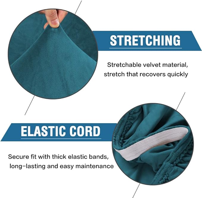 H.VERSAILTEX Velvet Dining Chair Covers Stretch Chair Covers for Dining Room Set of 6 Parson Chair Slipcovers Chair Protectors Covers Dining, Soft Thick Solid Velvet Fabric Washable, Deep Teal
