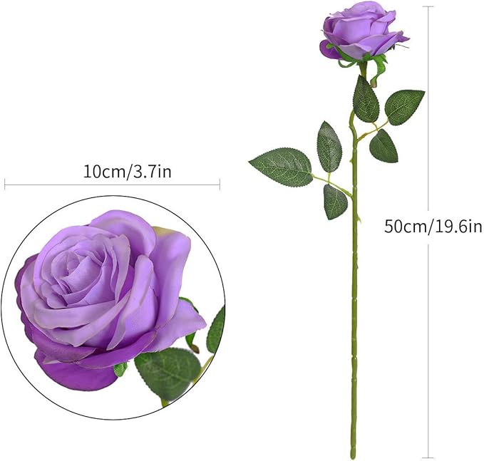 Nubry Artificial Silk Rose Flower Bouquet Lifelike Fake Rose for Wedding Home Party Decoration Event Gift 10pcs (Light Purple)