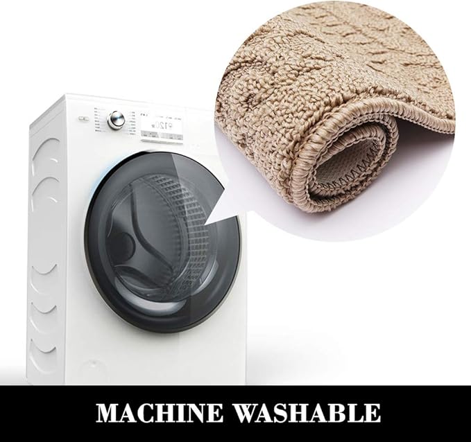 COSY HOMEER 27X18 Inch Anti Fatigue Kitchen Rug Mats are Made of 100% Polypropylene Half Round Rug Cushion Specialized in Anti Slippery and Machine Washable,Beige(2 pcs)