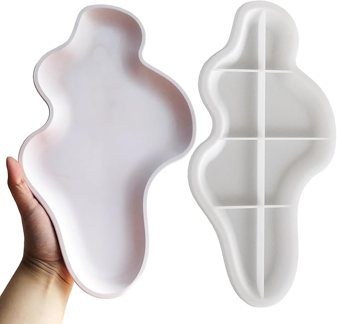 Wehous Large Irregular Tray Resin Concrete Molds, Cloud Shape Tray Silicone Mold, Creative Storage Container Trinket Jewelry Plate Dish Vanity Candle Holder Epoxy Casting Mold Wedding Christmas Decor