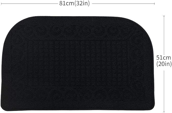 COSY HOMEER 32X20 Inch Anti Fatigue Kitchen Rug Mats are Made of 100% Polypropylene Half Round Rug Cushion Specialized in Anti Slippery and Machine Washable Black(2 pcs)