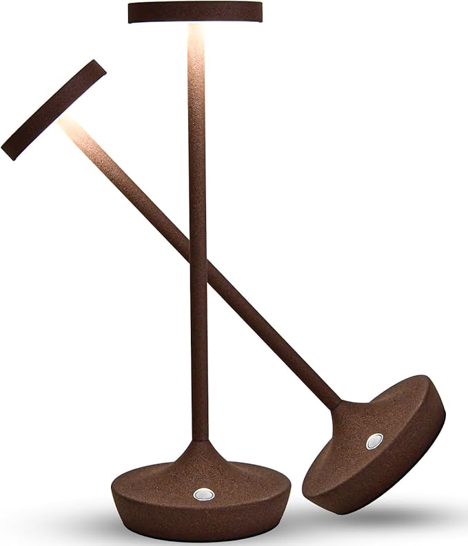 Cordless Table Lamp Rechargeable - 6000mAh LED Battery Operated Table Light - Portable Touch Dimmable Outdoor Waterproof Table Lamps for Patio Restaurant Dining (2 Rust)