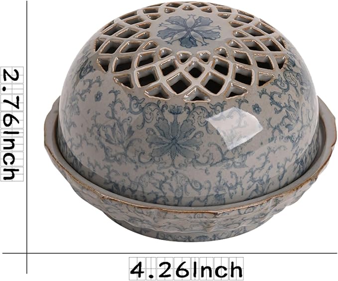 Incense Burner,Mosquito Coil Holder Ceramic Incense Stick Holder,Incense Cone Holder,Elegant Cone Incense Burner Set for Office Yoga and Livingroom Decor Home (Width-4.26)