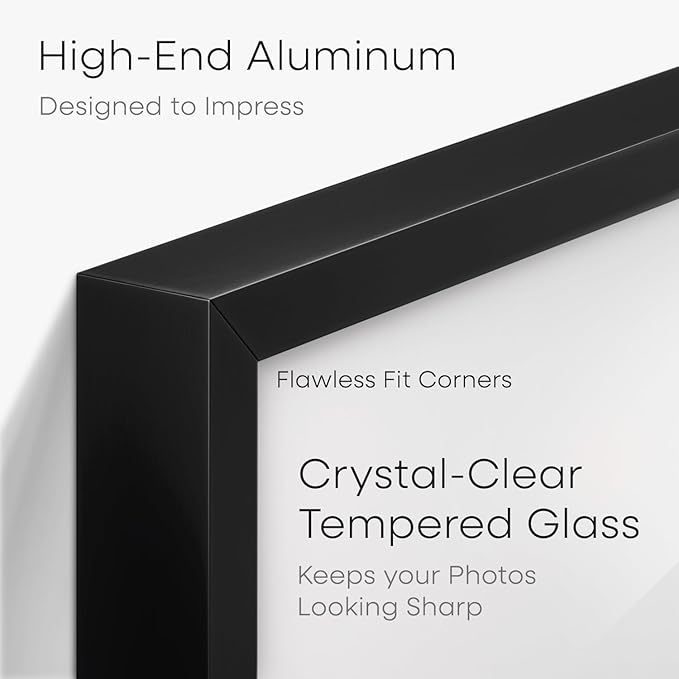 Homeforia Black Diploma Frame 8.5 x 11, High End Metal 8.5x11 Certificate Frames, 11x8.5 inch Document Frame for Wall or Tabletop, 8.5 by 11 Award Letter Size Frame, Tempered Glass, Wall Kit, Set of 1