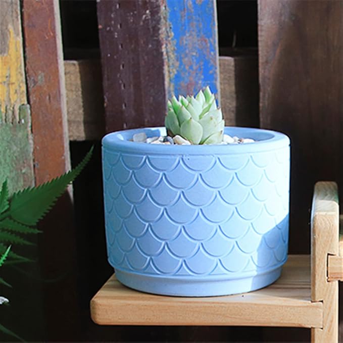 Round Concrete Flower Pot Silicone Mold Fish Scales Plaster Succulent Planter Vase Mold Candle Pen Holder Epoxy Resin Cement Clay Mould