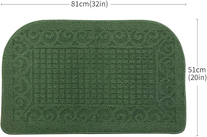 COSY HOMEER 32X20 Inch Anti Fatigue Kitchen Rug Mats are Made of 100% Polypropylene Half Round Rug Cushion Specialized in Anti Slippery and Machine Washable Green (3 pcs)