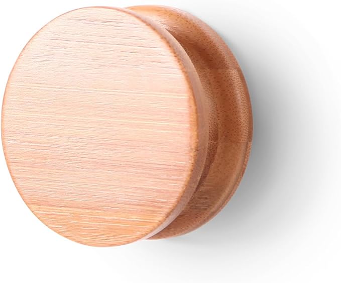 GUDEE Ran Bamboo Wall Mount Round Hooks, Heavy Duty Modern Decorative Durable Hanger for Hanging Bags, Shoes, Towels, Accessories and More in Foyer, Kitchen, Bedroom, Closet in Color Natural