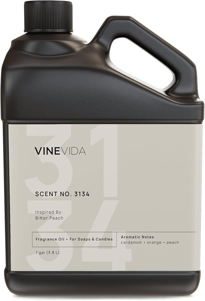 VINEVIDA Scent NO. 3134 Fragrance Oil - 1 Gallon (8lbs) - Inspired by: Bitter Peach Fragrance Oil for Candle Making - Made in USA Candle Scents Scents for Soap Making