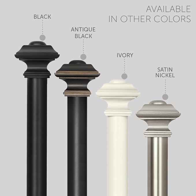 Ivilon Drapery Treatment Window Curtain Rod - Square Design 1 1/8 Rod. 120 to 240 Inch - Black