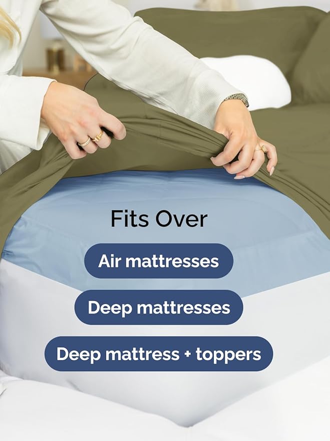 Extra Deep Twin XL Sheet Set - 4 Piece Breathable and Cooling Sheets - Hotel Luxury Bed Sheets Set - Easy Fit - Soft, Wrinkle Free and Comfy Sheets Set - Sage Green Sheet Set with Extra Deep Pockets
