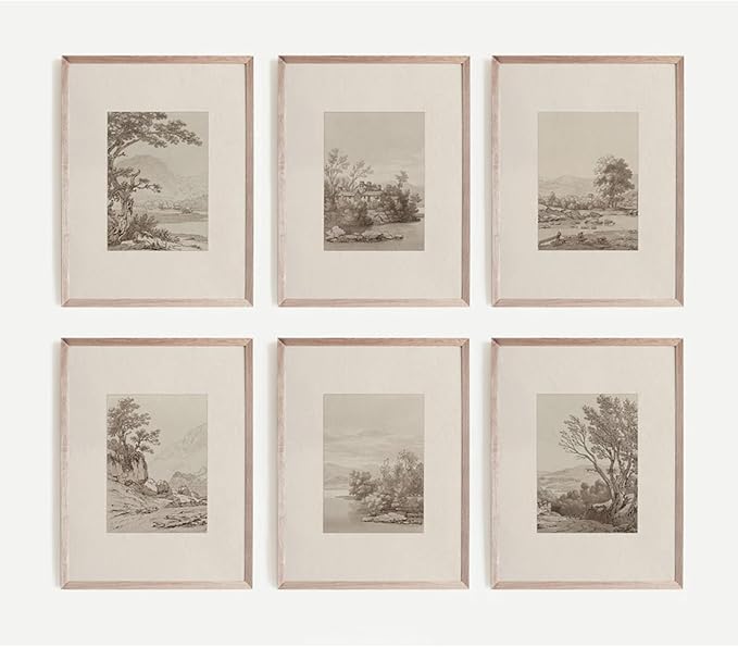 Joocrise Neutral Wall Art Decor Set of 6 Vintage Canvas Wall Art Rustic Farmhouse Wall Art Botanical Prints Country Pictures Neutral Vintage Artwork for Living Room Bedroom 12x16 Inch Unframed