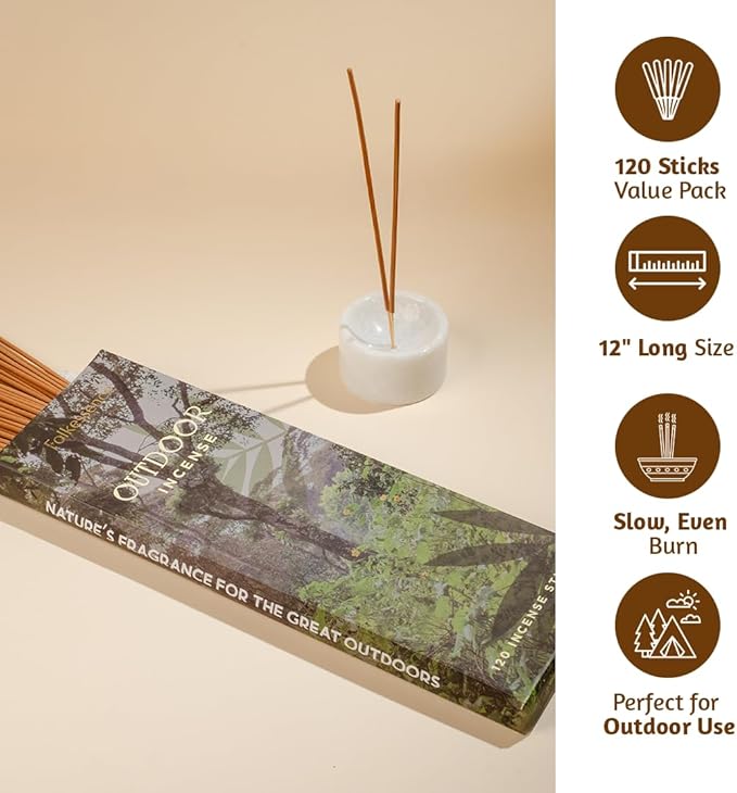 Folkulture Citronella Incense Sticks | Pack of 120 Long 12” Citronella & Lemongrass Incense Sticks | Slow Burn, Non Toxic, Organic for Patios, Gardens & Outdoor Gatherings for Women