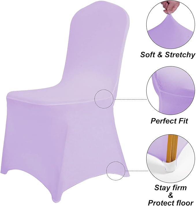 SuperO Waterproof Spandex Chair Cover 25PCS, Stretch Dining Chair Covers, Polyester Outdoor Chair Covers, Protector Stretch Chair Cover for Party Universal, Banquet, Wedding Event, Hotel(Lavender)