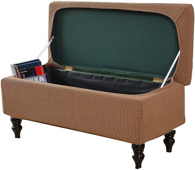 FUANGUI Ottoman Cover Stretch Storage Ottoman Bench Slipcover Printed Folding Storage Bench Ottoman Cover Footrest Stool Slipcover Footstool Protector Cover with Elastic Bottom,Medium