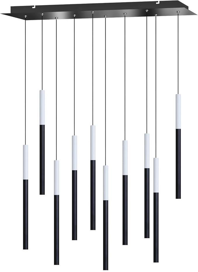ALTAIR 10 Mini Pendant Lighting White-Black - LED Hanging Light Fixture for Kitchen Island, Bar, Foyer - Cluster Pendants - Dimmable, Adjustable Wire, Lamp Bulb Included