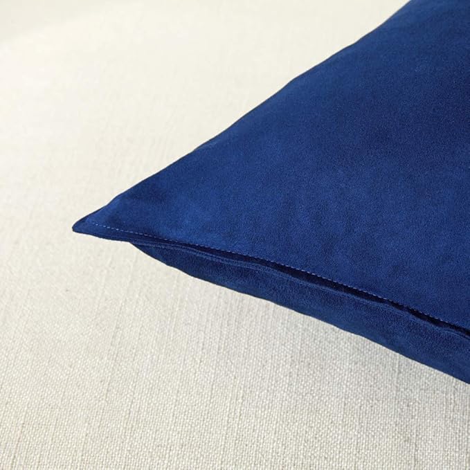 Fancy Homi 2 Packs Premium Faux Suede Decorative Throw Pillow Covers, Super Soft Square Pillow Case,Solid Cushion Cover for Couch/Sofa/Bedroom (18" x 18", Set of 2, Navy Blue)
