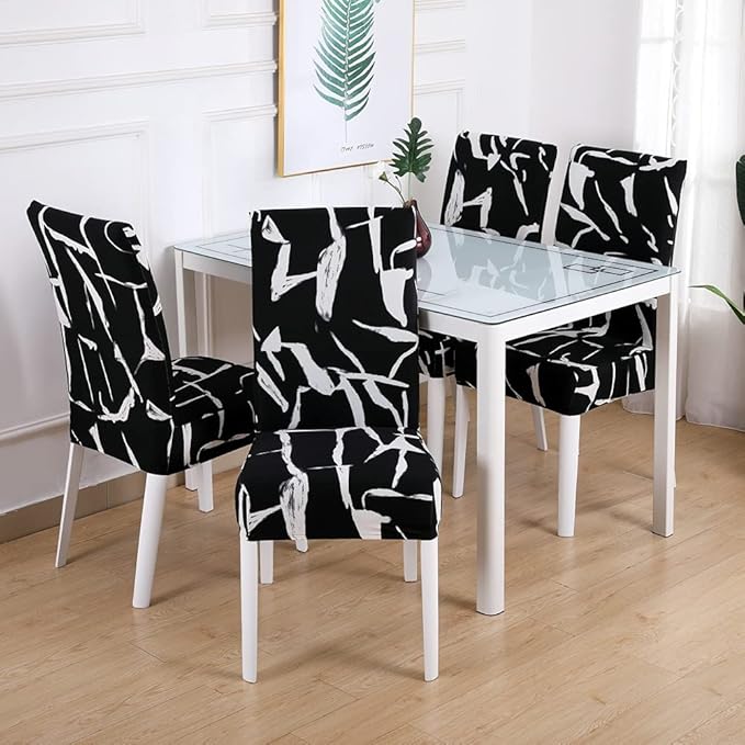 Senllori Dining Room Chair Covers Set of 6,Printed Pattern Parsons Chair Slipcovers Removable Washable Kitchen Seat Dining Chairs Protector Cover for Home or Party