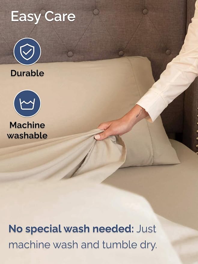 Extra Deep King Sheet Set - 6 Piece Breathable and Cooling Sheets - Hotel Luxury Bed Sheets Set - Easy & Secure Fit - Soft, Wrinkle Free and Comfy Sheets Set - Cream Sheet Set with Extra Deep Pockets