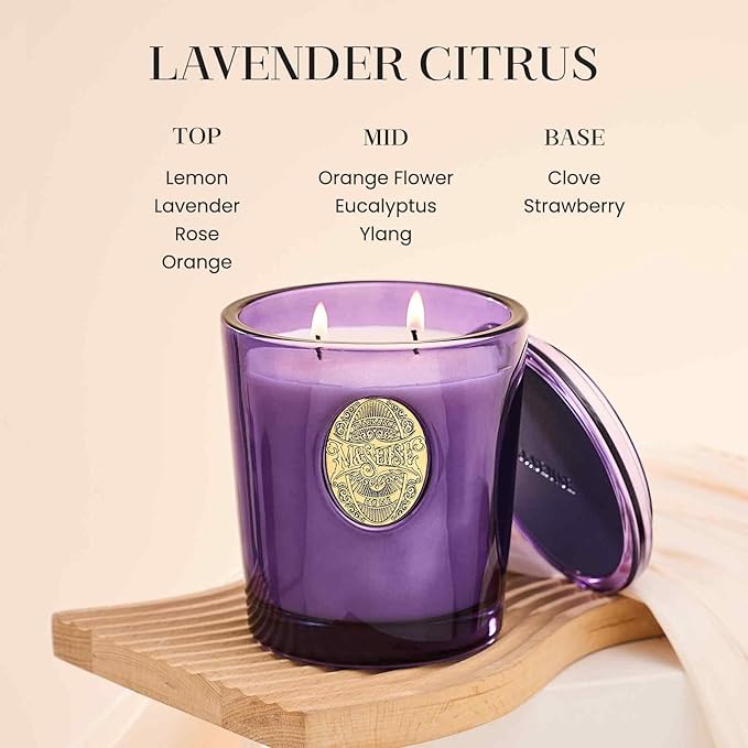 M&SENSE Large Two-Wick Soy Candle | Lavender Citrus & Purple | 19.8 oz, 120H Burn Time | Luxury Scented Candle for Relaxation, Gifting, Home Décor | Ideal for Bedroom, Office, Party Ambiance