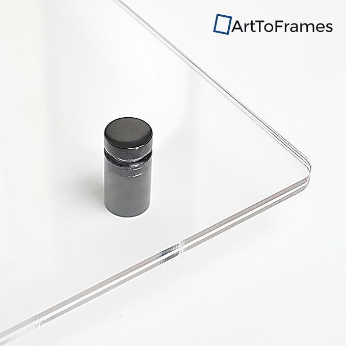 ArtToFrames Floating Acrylic Frame for Pictures Up to 8x8 inches (Full Frame is 12x12) with Black Standoff Wall Mount Hardware, Acrylic-109-8x8-72