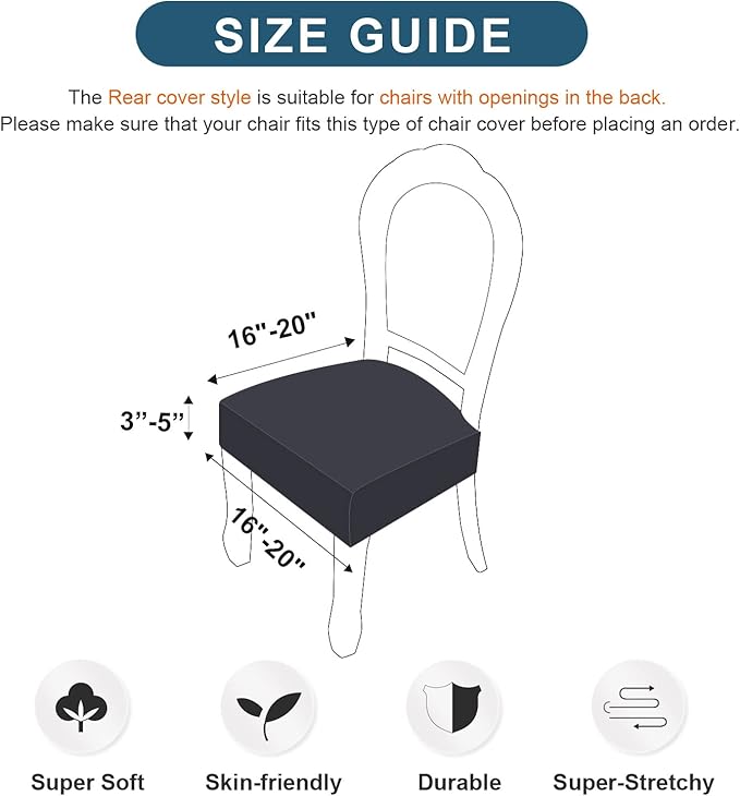 Genina Waterproof Seat Covers for Chairs Seat Covers for Dining Room Chair Slipcovers Kitchen Chair Covers Dining Chair Covers