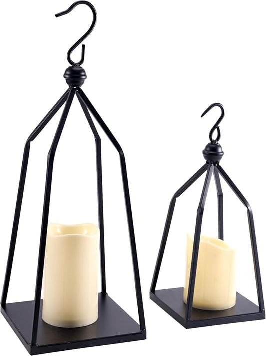 PHOSPHOR Outdoor Decorative Lanterns for Porch Decorative Candle Holder Set of 2 Pcs Farmhouse Decor Candle Holder for Living Room Home Table Decor