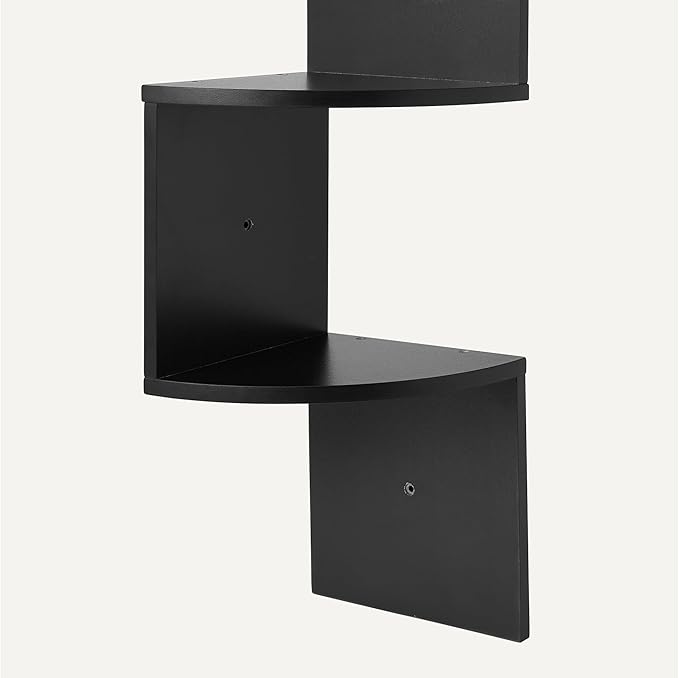 Amazon Basics 5-Tier Corner Shelf, Wall-Mounted, Set of 1, Floating Corner Bookshelf for Living Room, Bedroom, Bathroom, Home Office, 7.8"D x 48.5"W x 7.8"H (Inches), Black