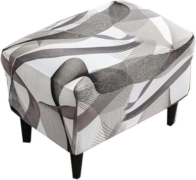 Eco-Ancheng Chair Cover Stretch Ottoman Cover Rectangular Storage Ottoman Slipcover Footrest Stool Covers Ottoman Slipcovers for Foot Stool with Nonslip Elastic Bottom