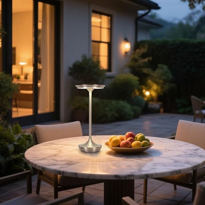EJQ Cordless Table Lamp Rechargeable, 6000mAh Battery Operated LED Table Lights Outdoor Portable Touch Dimmable Table Lamp for Bedroom Patio Cofee Restaurant Dining Home Set of 2-Silver