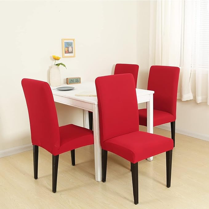 Stretch Chair Covers Slipcovers Set of 4 red Stretchable Dining Chair Slipcover Washable Removable for Kitchen,Hotel,Restaurant
