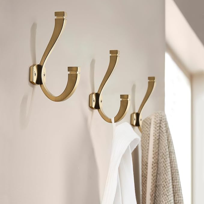 TUNNY Coat Hooks -3 Pack Champagne Bronze Towel Hooks Robe Hooks Decorative Wall Hooks for Bathroom Bedroom Kitchen Towel Robe Clothes Cabinet Closet Bathroom Hardware