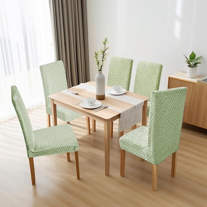 Chair Covers, Dining Room Chair Covers, Anti-cat Scratch, Washable, Regular Size, Chair Covers Set of 6,for Kitchen, Hotel, Banquet, Green