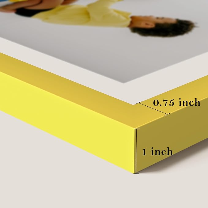 eletecpro 8x10 Yellow Floating Picture Frames Set of 2, Real Double Glass Picture Frames for Wall Mount, Vertical or Horizontal Display Multi-Size Photos and Artworks up to 8 x 10 Inches, Home Decor