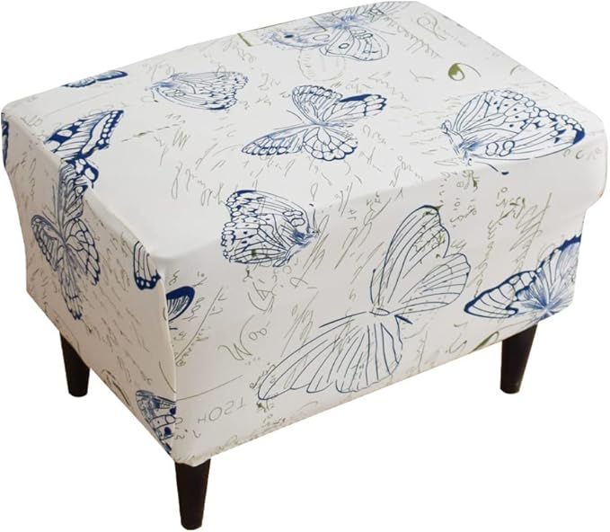 Eco-Ancheng Chair Cover Stretch Ottoman Cover Rectangular Storage Ottoman Slipcover Footrest Stool Covers Ottoman Slipcovers for Foot Stool with Nonslip Elastic Bottom