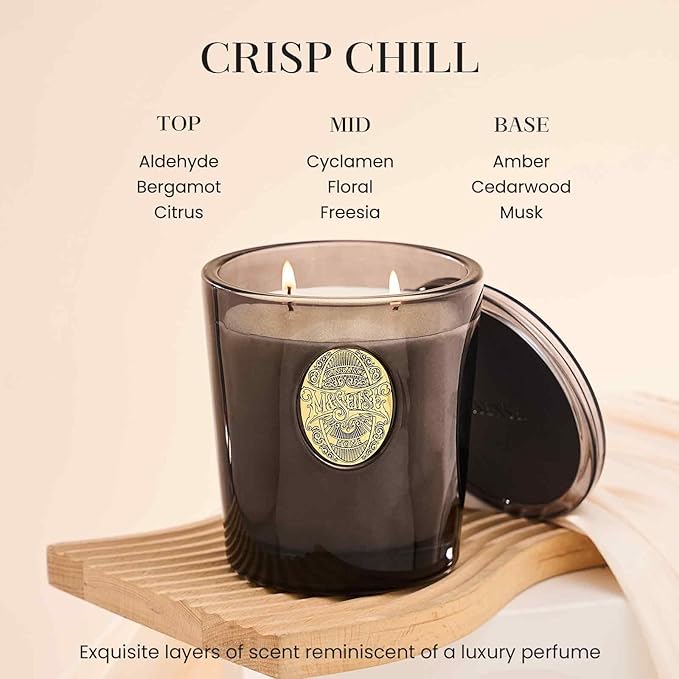 M&SENSE Large Two-Wick Soy Candle | Crisp Chill & Black | 19.8 oz, 120H Burn Time | Luxury Scented Candle for Him,for Relaxation, Gifting, Home Décor | Ideal for Bedroom, Office, Party Ambiance