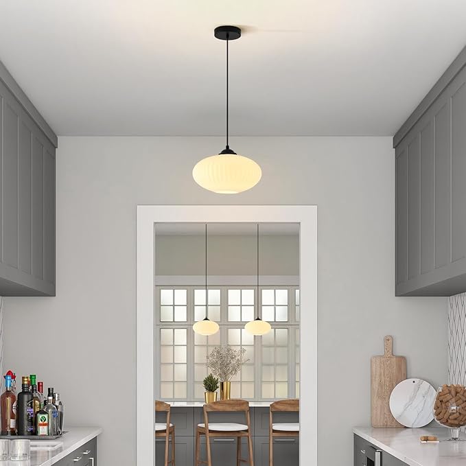 White Milk Glass Pendant Lights Kitchen Island Large Industrial Pendant Lighting Black Pendant Light Frosted Globe Ceiling Light Fixture