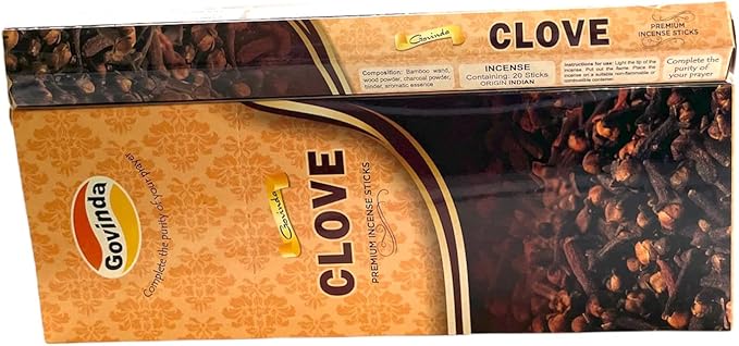 Govinda Premium Incense - 120 Masala Coated Incense Sticks (Clove)