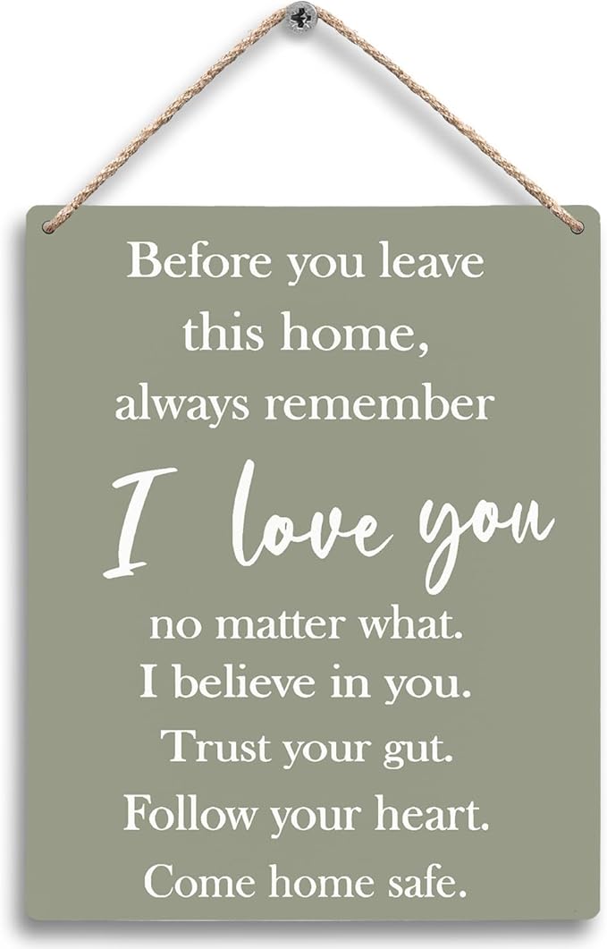 FUGWN Before You Leave This Home Always Remember I Love You Sign Hanging Wooden Signs 8x10, Entryway Wall Decor, I Love You Sign, Love Wall Decor, Inspirational Motivational Home Wall Decor(Green)