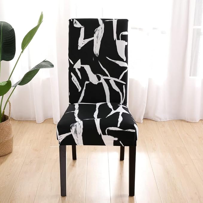 Senllori Dining Room Chair Covers Set of 6,Printed Pattern Parsons Chair Slipcovers Removable Washable Kitchen Seat Dining Chairs Protector Cover for Home or Party