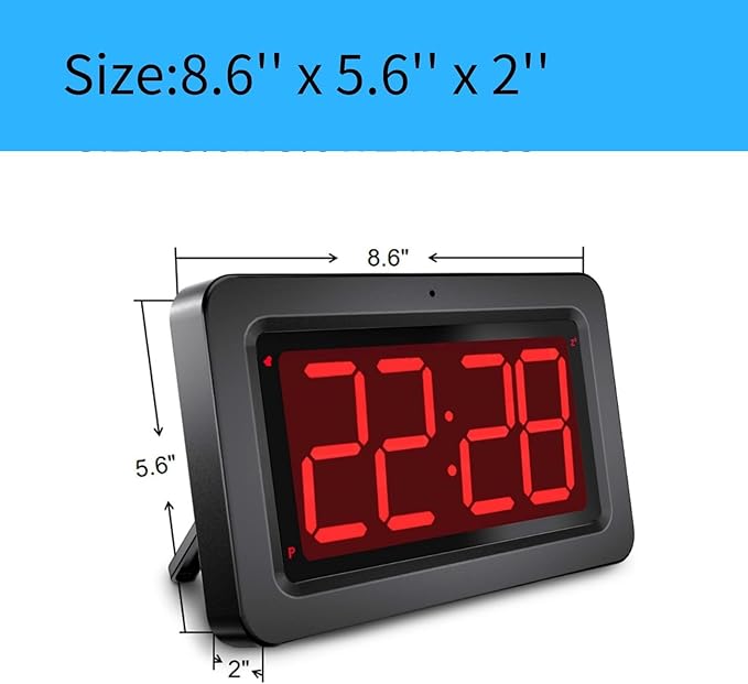 Digital Wall Clock, 3,2'' Led Large Display Alarm Clock, 2-Level auto dimming, 2 Ways of Power (USB or Battery), 2 D Cell Batteries Last About 12 Months，for Bedroom